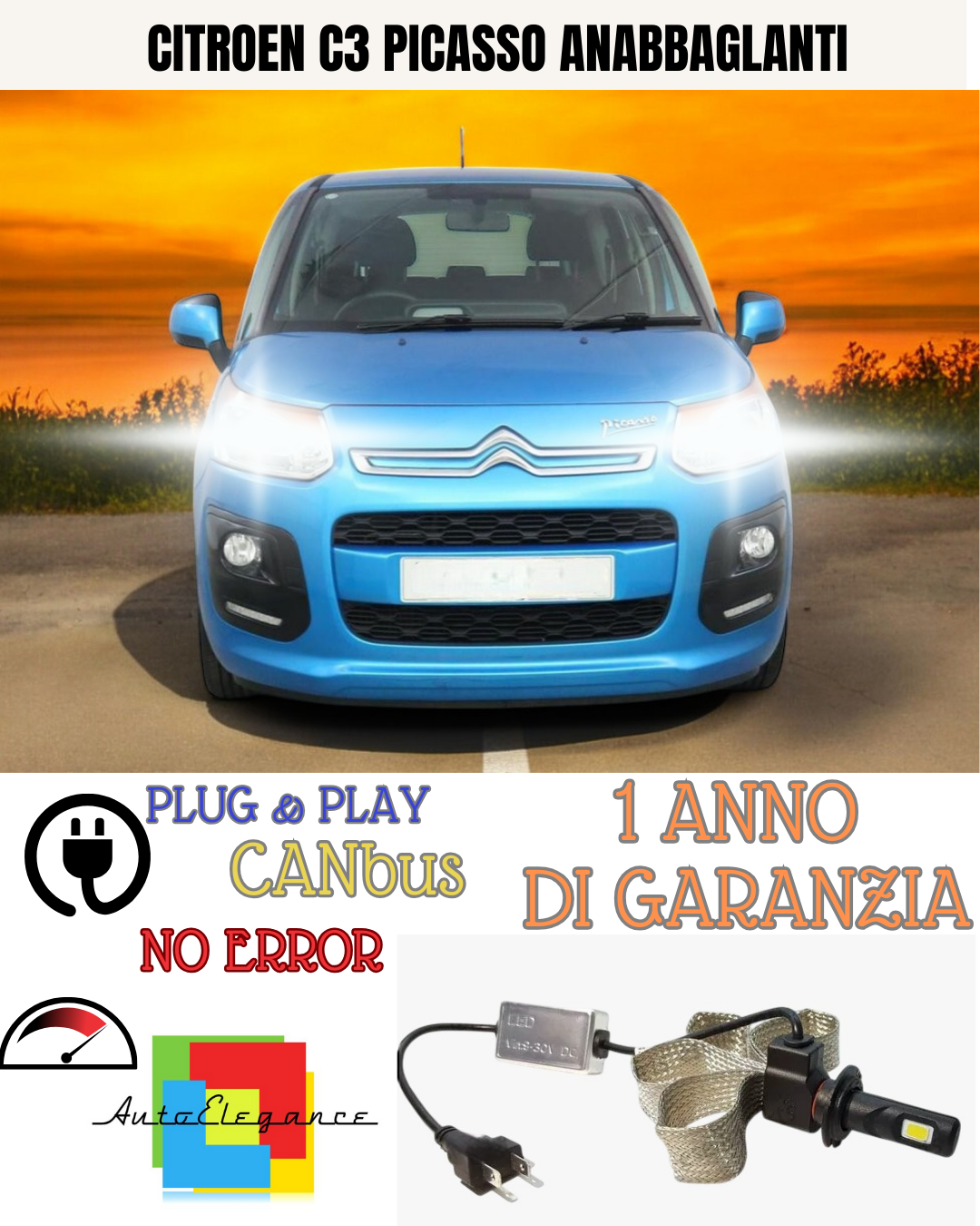 ✨KIT LED CITROEN C3 PICASSO H7 6000K BIANCO  ANABBAGLIANTI✨