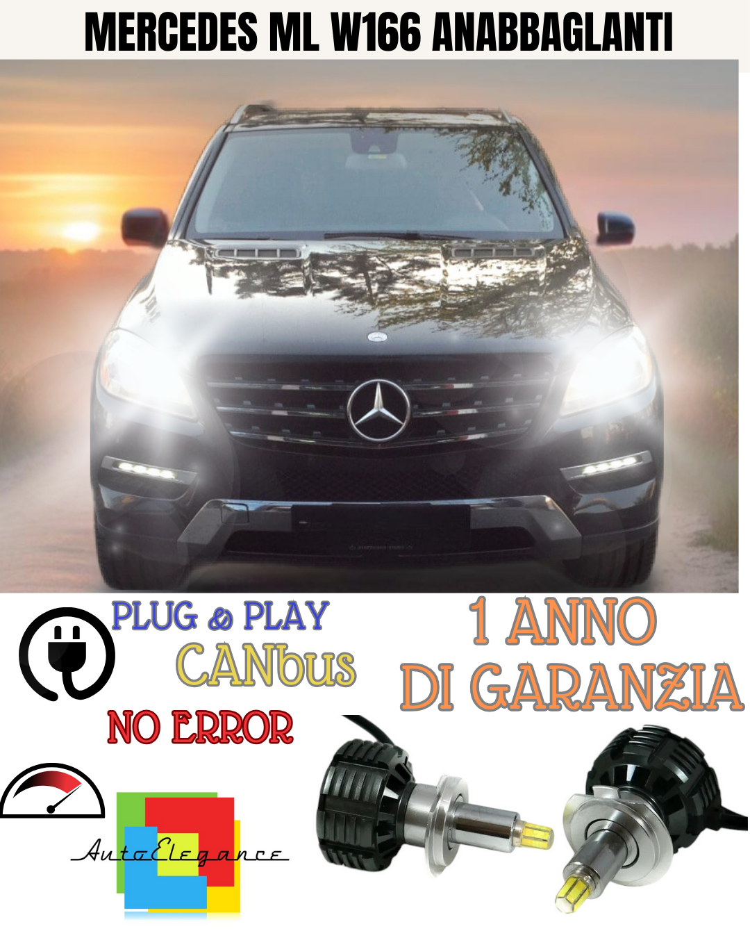 🔥FULL LED KIT LOW BEAM H7 6000K CANBUS LENTICULAR 360 MERCEDES ML W166🔥