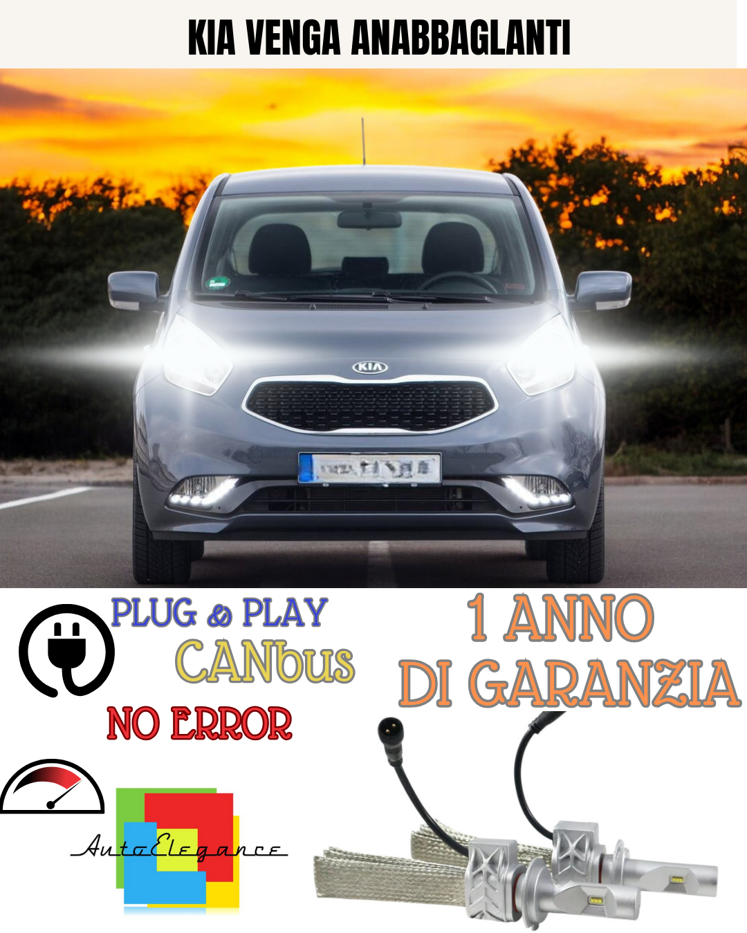 🔥KIT LED KIA VENGA H7 6500K  8000 BIANCO ANABBAGLIANTI🔥