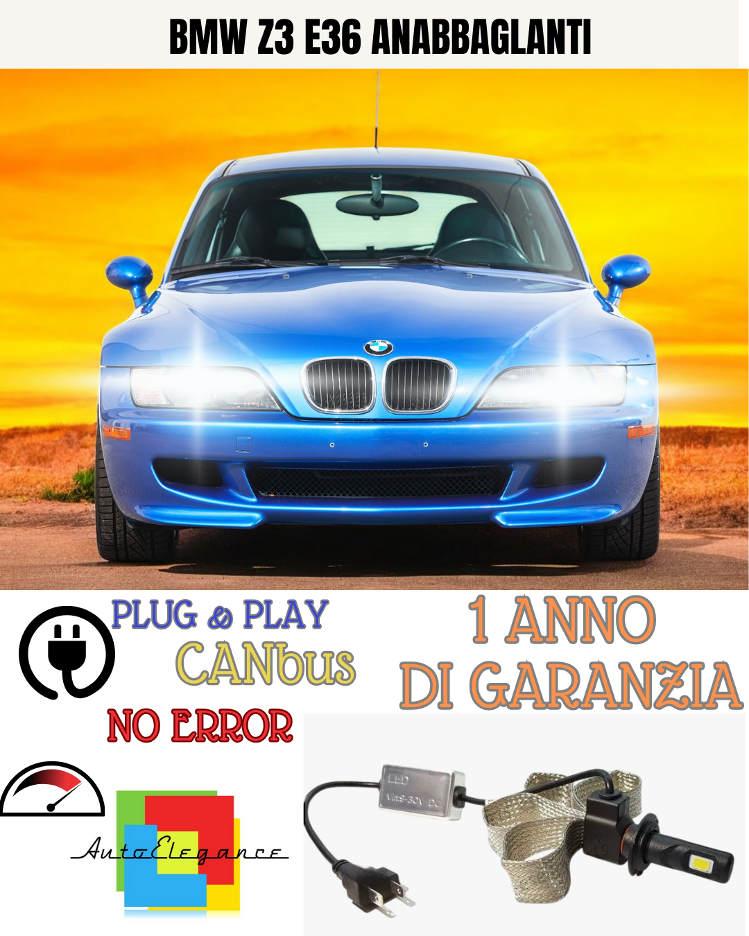 🔥KIT LED BMW Z3 E36 H7 6000K 6400 LUMEN ANABBAGLIANTI🔥