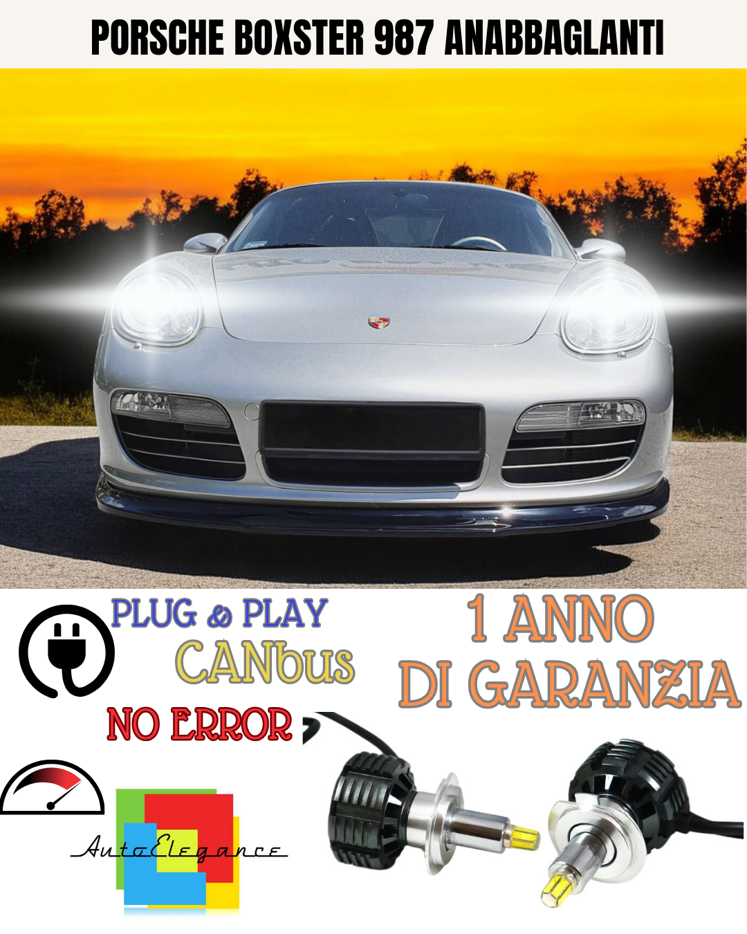 🔥KIT LED PORSCHE BOXSTER 987 H7 9600 LUMEN 6000K BIANCO ANABBAGLIANTI🔥