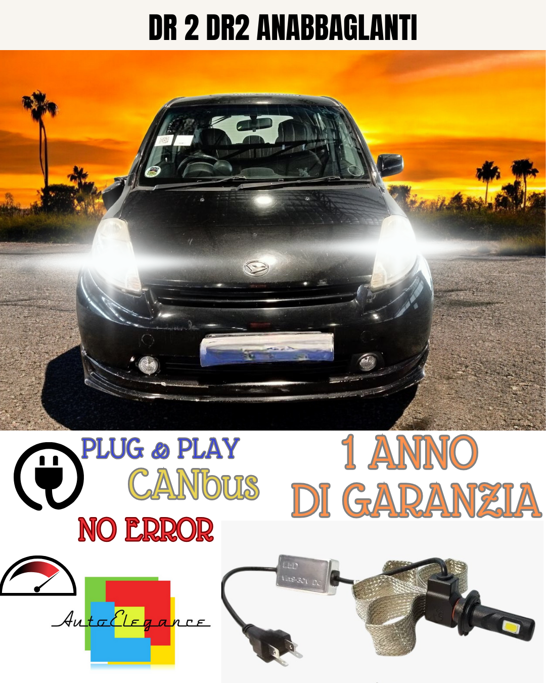 🔥KIT LED DR 2 DR2 H7 6000K BIANCO 6400  LUMEN ANABBAGLIANTI🔥