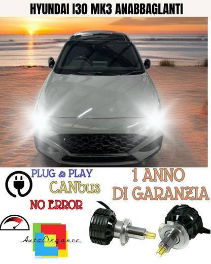 🔥KIT FULL LED ANABBAGLIANTI H7 6000K CANBUS LENTICOLARI 360 HYUNDAI I30 MK3🔥