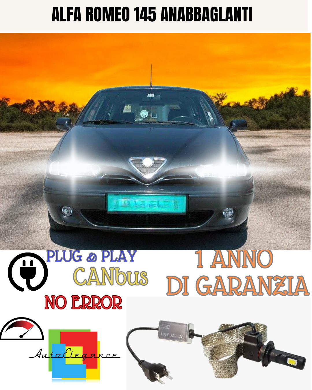 ✨KIT LED ALFA ROMEO 145 H1 6000K  ANABBAGLIANTI ✨