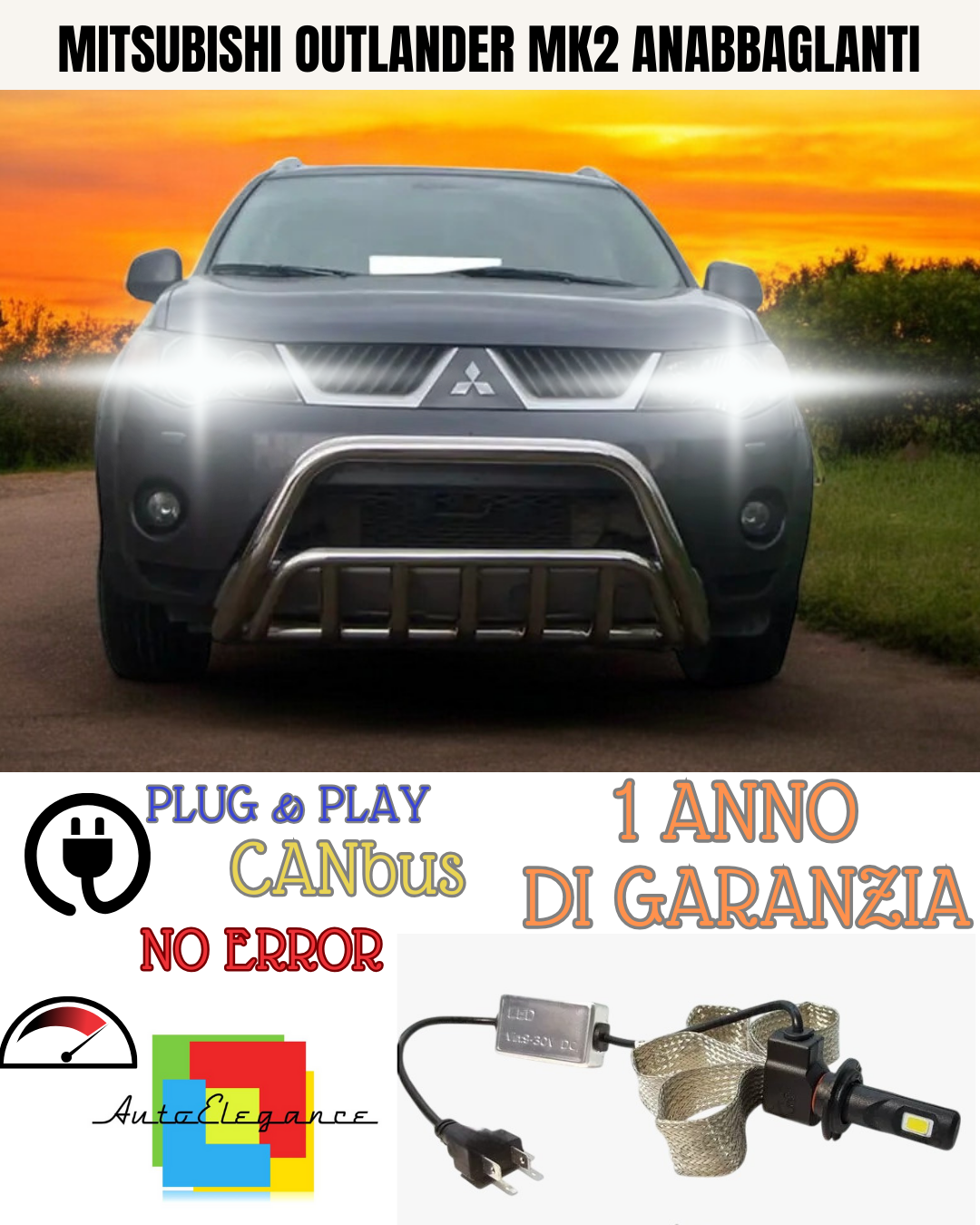 🔥KIT LED MITSUBISHI OUTLANDER MK2 HB4 6000K BIANCO 6400  LUMEN ANABBAGLIANTI🔥