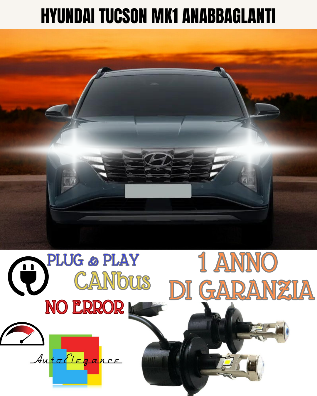 🔥KIT BI-LED H4 HYUNDAI TUCSON MK1 18000 6000K ANABBAGLIANTI🔥
