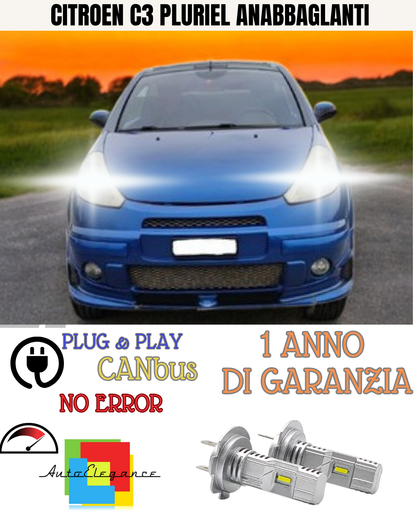 ⭐KIT LED  CITROEN C3 PLURIEL H7 6000K BIANCO ANABBAGLIANTI ⭐