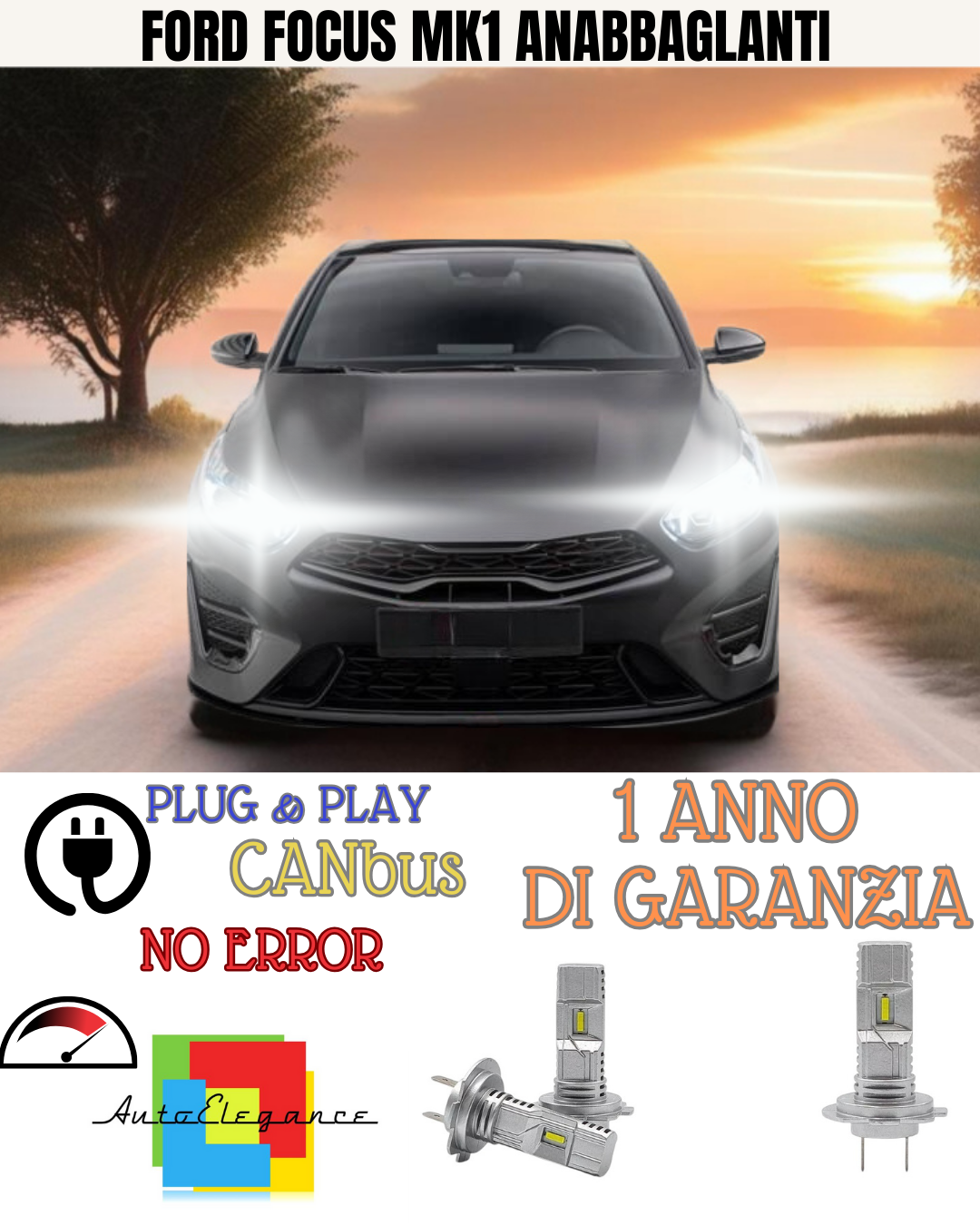🔥KIT LED FORD FOCUS MK1 6000K BIANCO ANABBAGLIANTI 🔥