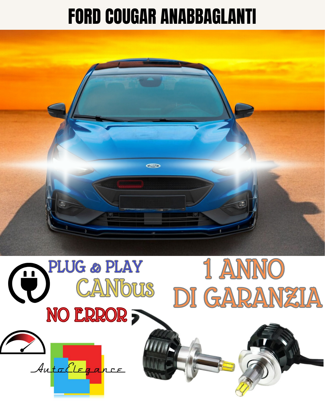 🔥KIT LED FORD COUGAR H7 6000K BIANCO 9600 LUMEN ANABBAGLIANTI🔥