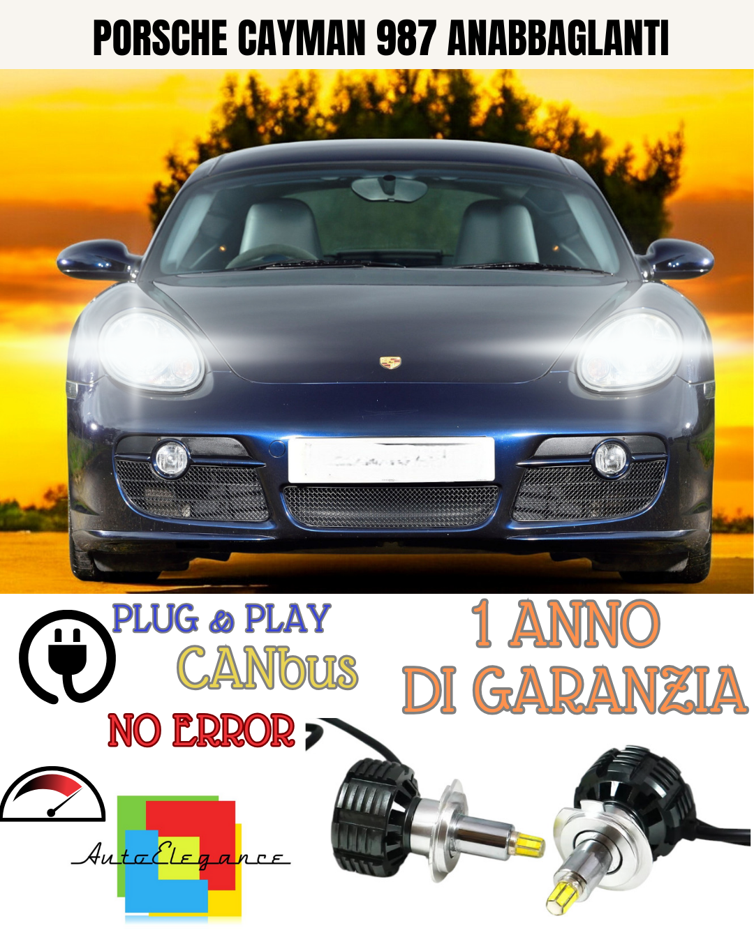 🔥KIT LED  PORSCHE CAYMAN 987 H7 9600 LUMEN 6000K BIANCO ANABBAGLIANTI🔥