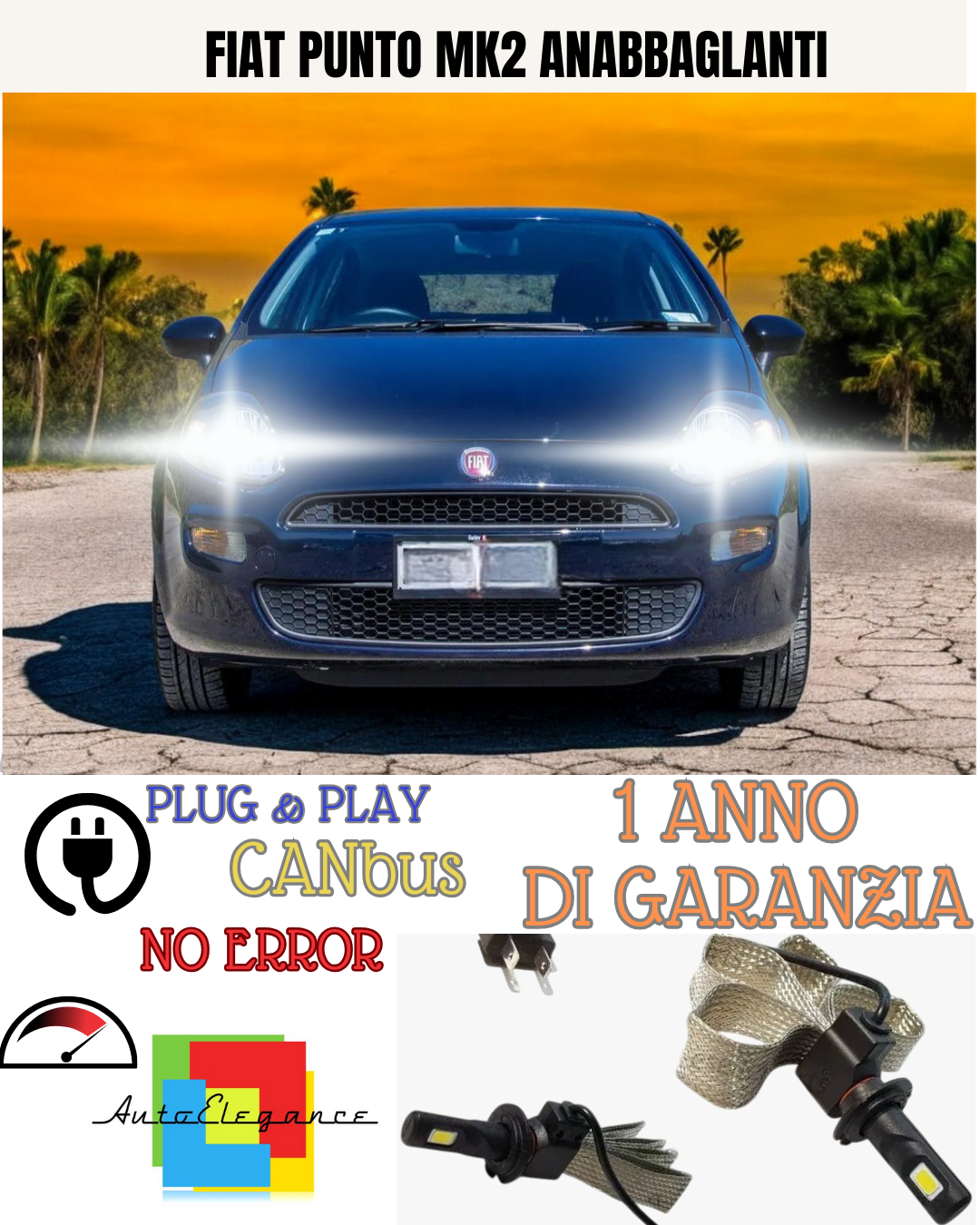 🔥KIT LED H7  FIAT PUNTO MK2 RESTYLING 6000K  BIANCO ANABBAGLIANTE 🔥