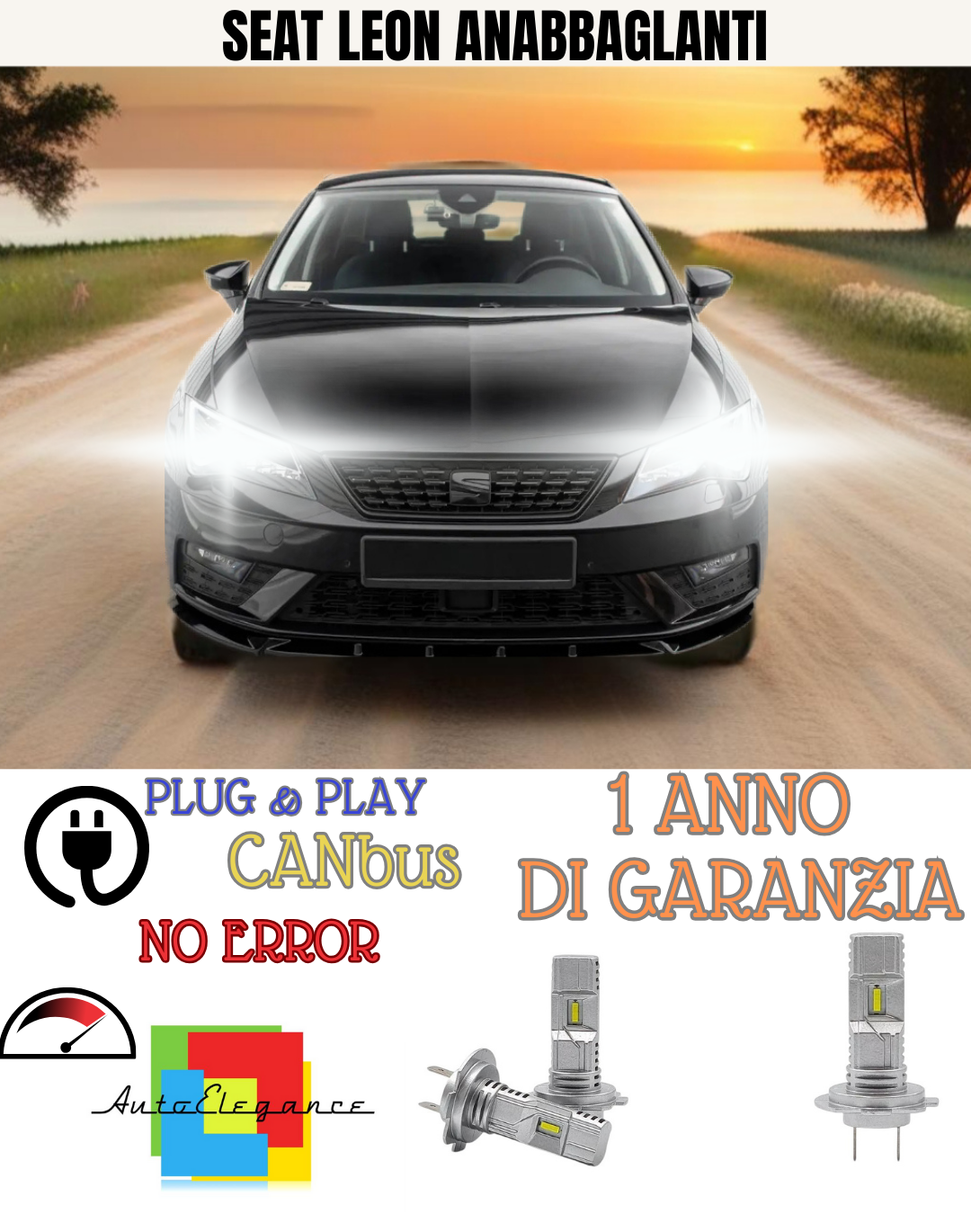 🔥KIT FULL LED  SEAT LEON H7 6000K BIANCO ANABBAGLIANTI 🔥