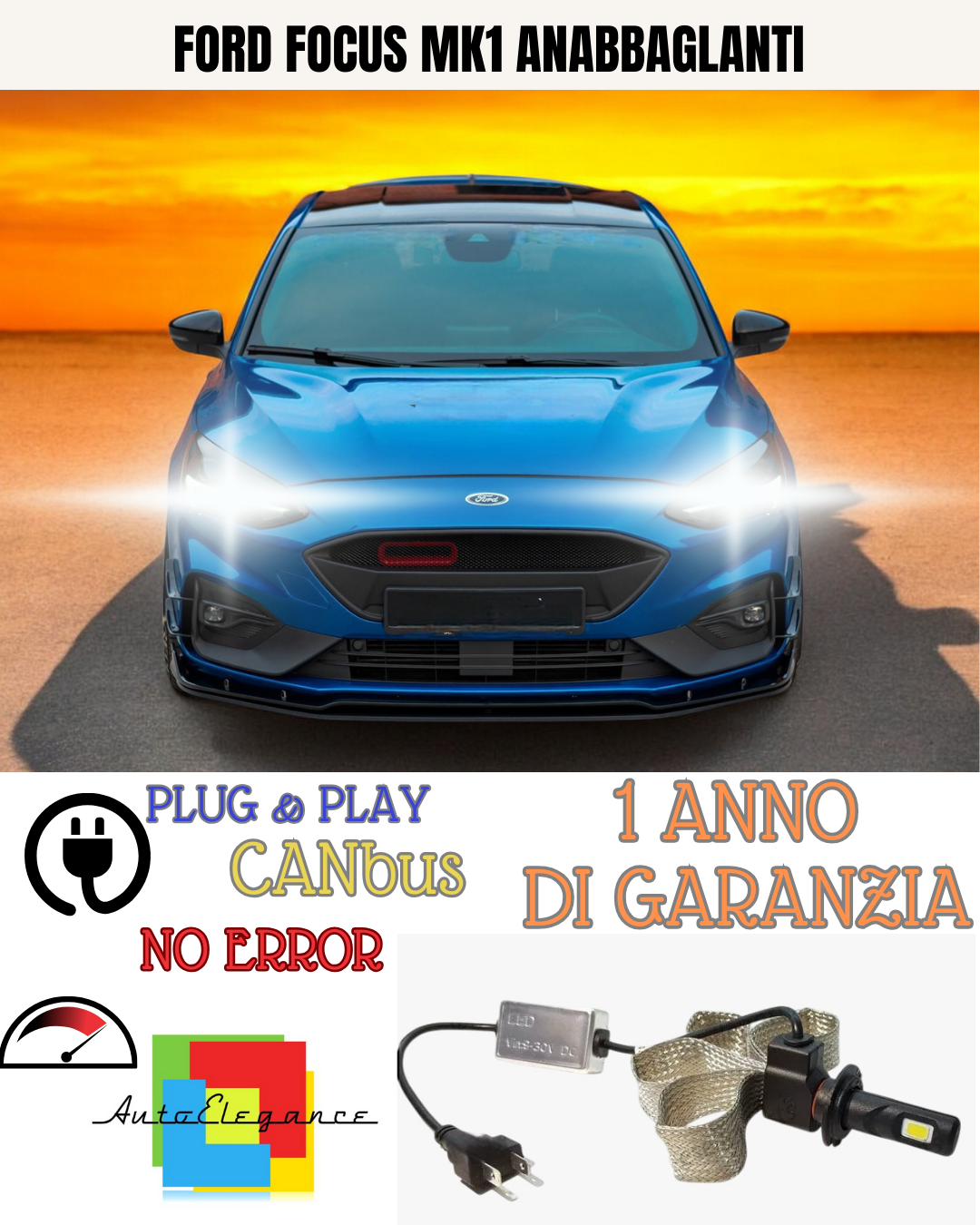 🔥KIT LED FORD FOCUS MK1 H7 6400 LUMEN 6000K BIANCO 6400 LUMEN ANABBAGLIANTI🔥