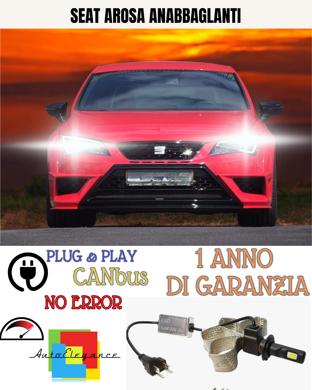 🔥KIT LED SEAT AROSA H7 6000K 6400 LUMEN ANABBAGLIANTI🔥