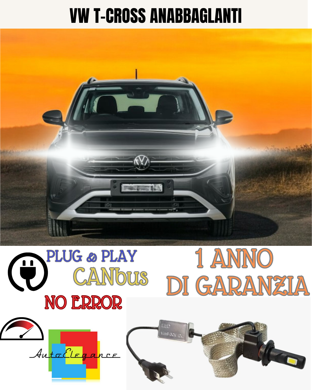🔥KIT LED VW T-CROSS H7 6000K BIANCO ANABBAGLIANTI🔥