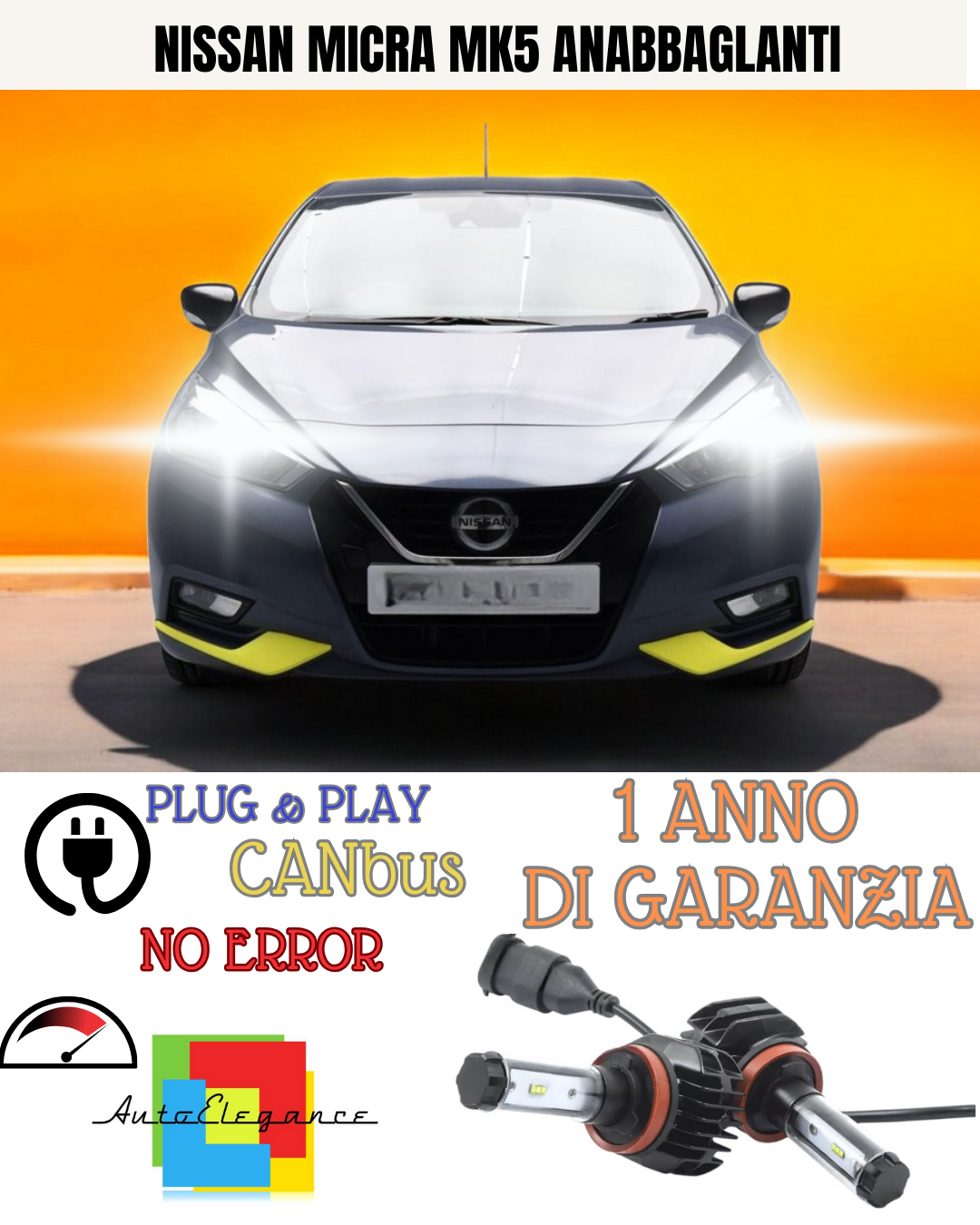 🔥KIT LED NISSAN MICRA MK5 H11 6000K  9800 BIANCO ANABBAGLIANTI🔥