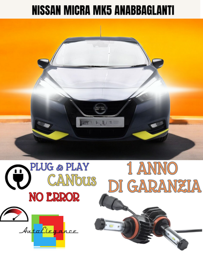 🔥KIT LED NISSAN MICRA MK5 H11 6000K  9800 BIANCO ANABBAGLIANTI🔥