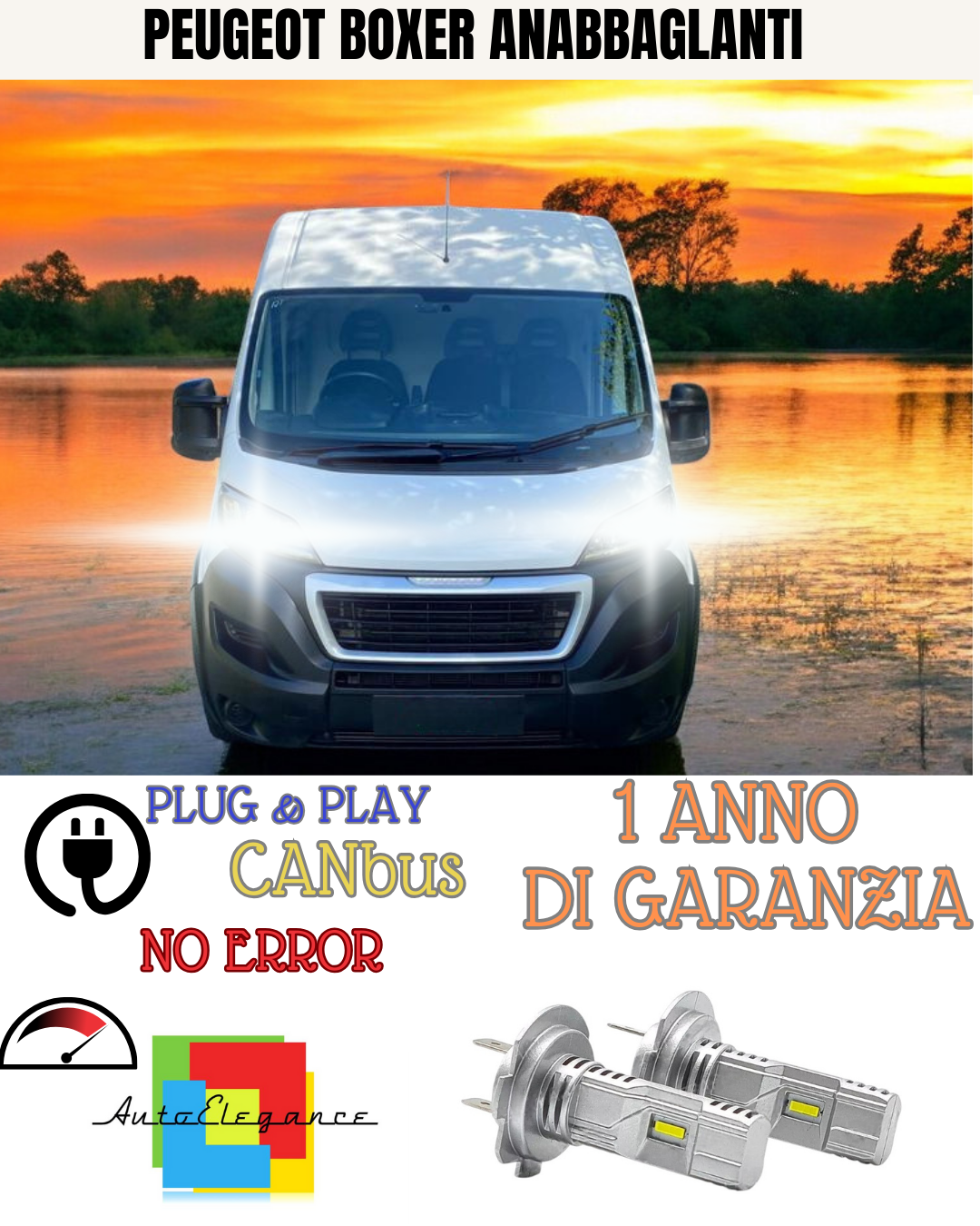 ⭐KIT LED PEUGEOT BOXER H7 6000K BIANCO ANABBAGLIANTI ⭐