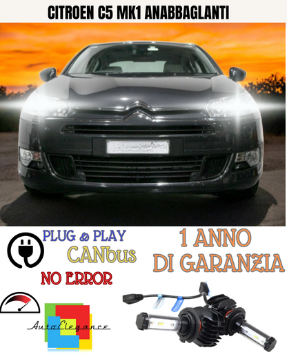⭐KIT LED CITROEN C5 MK1 H7 6000K BIANCO ANABBAGLIANTI⭐