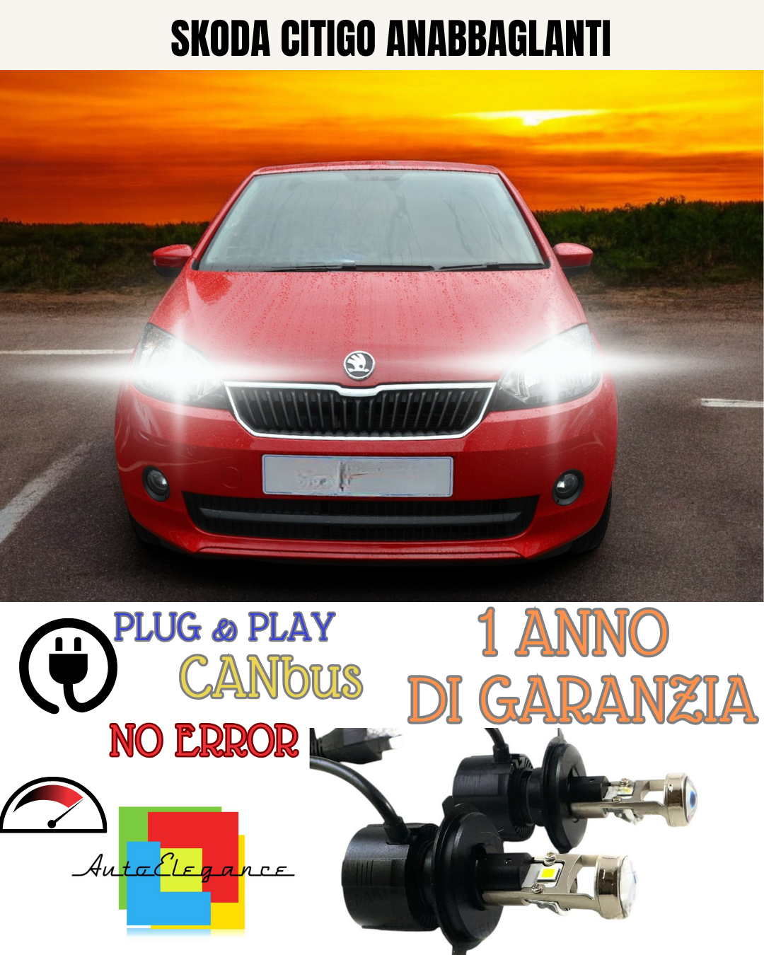 🔥KIT BI-LED H4 SKODA CITIGO 18000 6000K ANABBAGLIANTI🔥