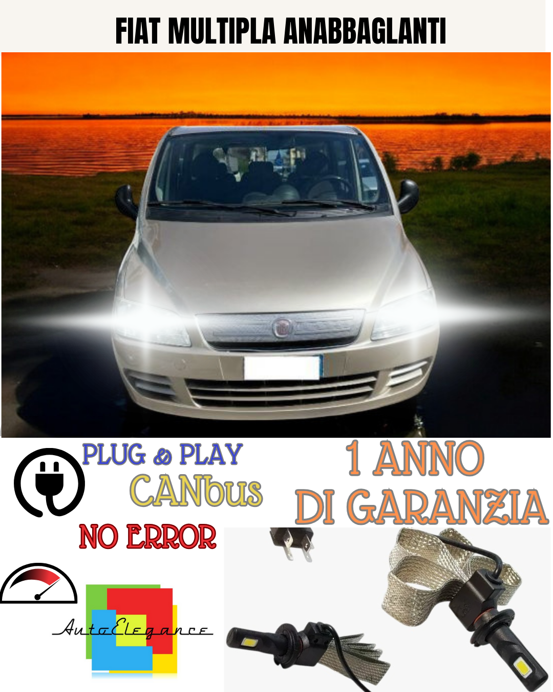 🔥KIT LED H7 FIAT MULTIPLA 6000K  BIANCO ANABBAGLIANTE 🔥