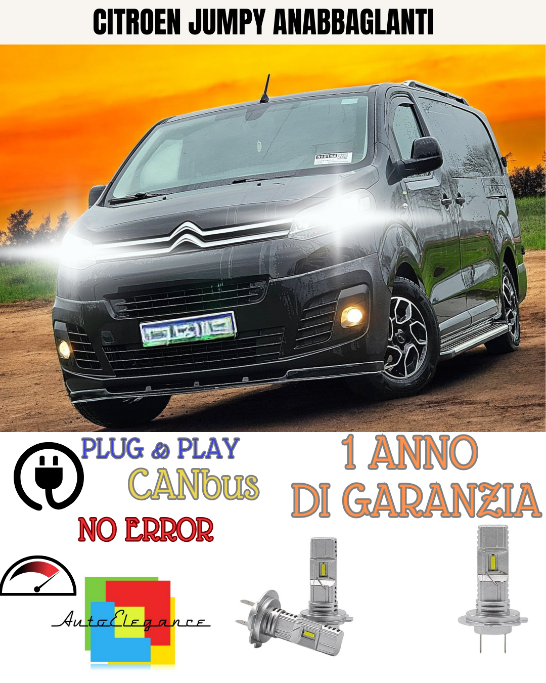 ✨CONVERSIONE LED ANABBAGLIANTE + ABBAGLIANTE CITROEN JUMPY 6000K BIANCO✨
