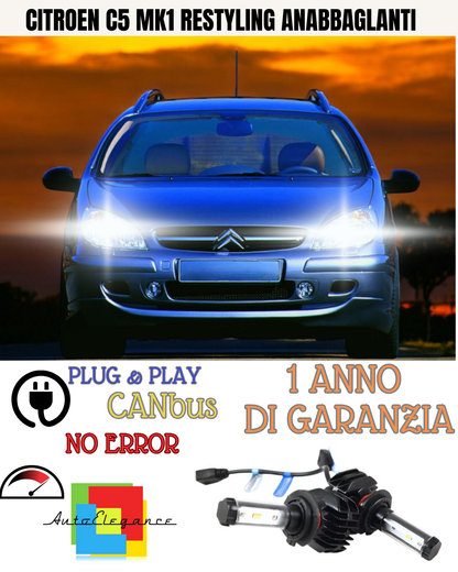 ⭐KIT LED CITROEN C5 MK1 RESTYLING H7 6000K BIANCO ANABBAGLIANTI⭐