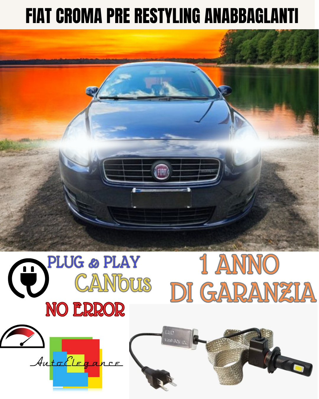 🔥KIT LED FIAT CROMA PRE RESTYLING  H7 6000K BIANCO ANABBAGLIANTI🔥