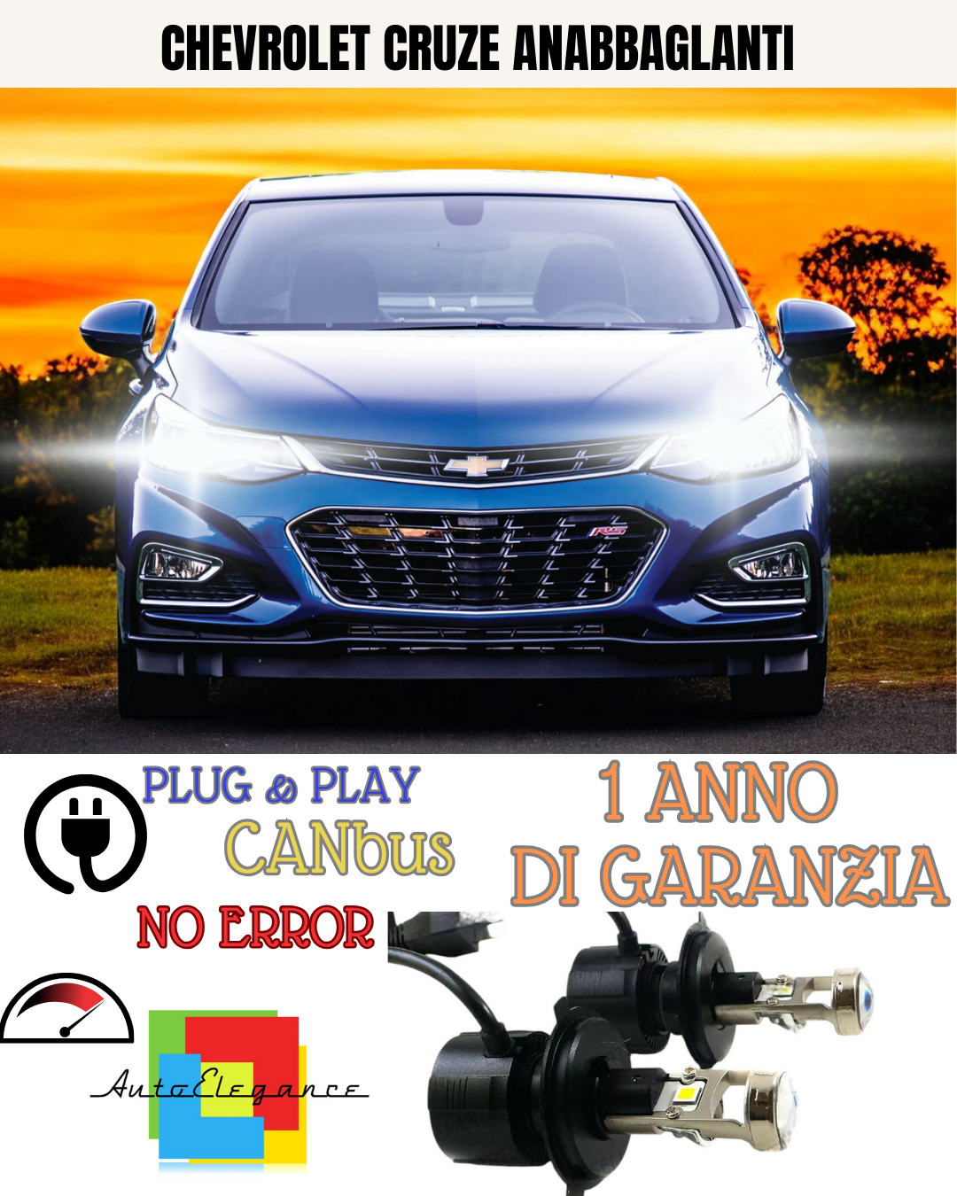 🔥KIT BI-LED H4 CHEVROLET CRUZE 18000 6000K ANABBAGLIANTI🔥