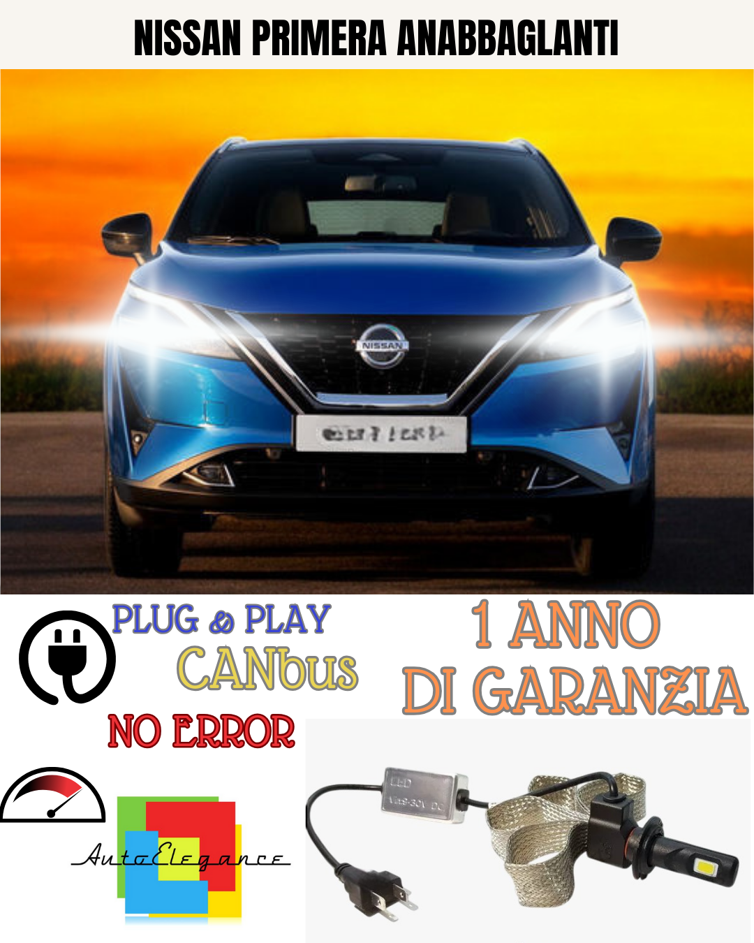 🔥KIT LED NISSAN PRIMERA H7 6000K 6400  LUMEN  ANABBAGLIANTI🔥