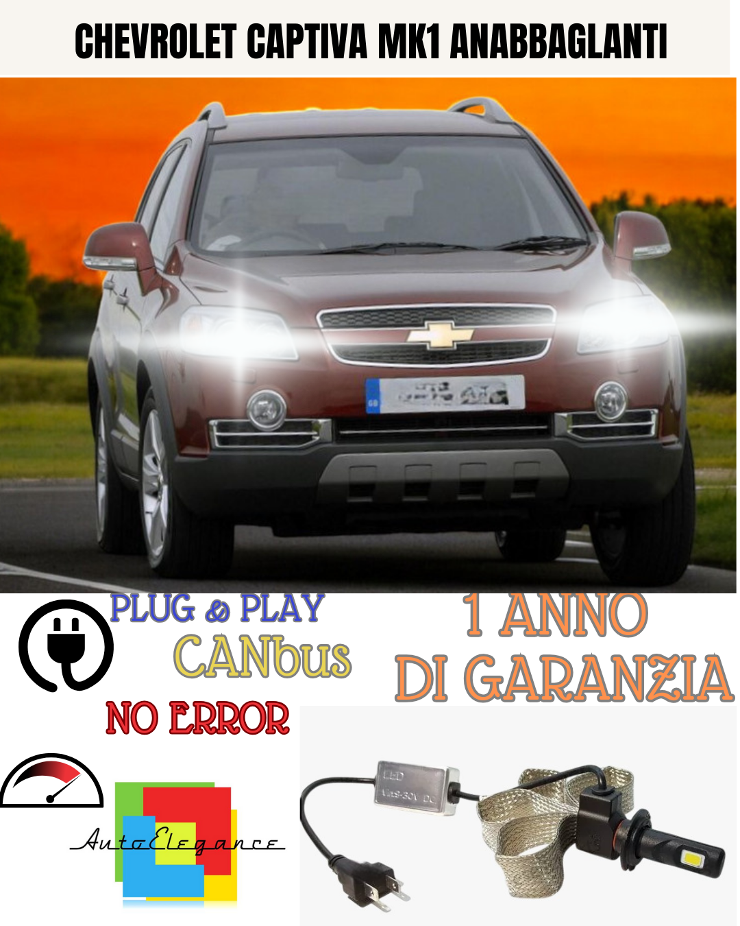 ✨KIT LED H7  CHEVROLET CAPTIVA MK1 6000K  ANABBAGLIANTE ✨