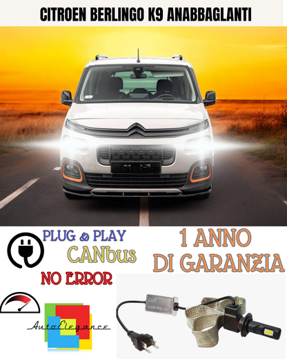 🔥KIT LED CITROEN BERLINGO K9  H7 6000K 6400 BIANCO ANABBAGLIANTI🔥