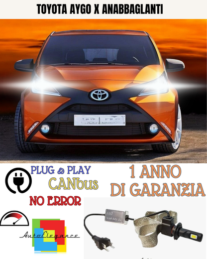 🔥KIT LED TOYOTA AYGO X HB3 6000K BIANCO 6400 LUMEN ANABBAGLIANTI🔥
