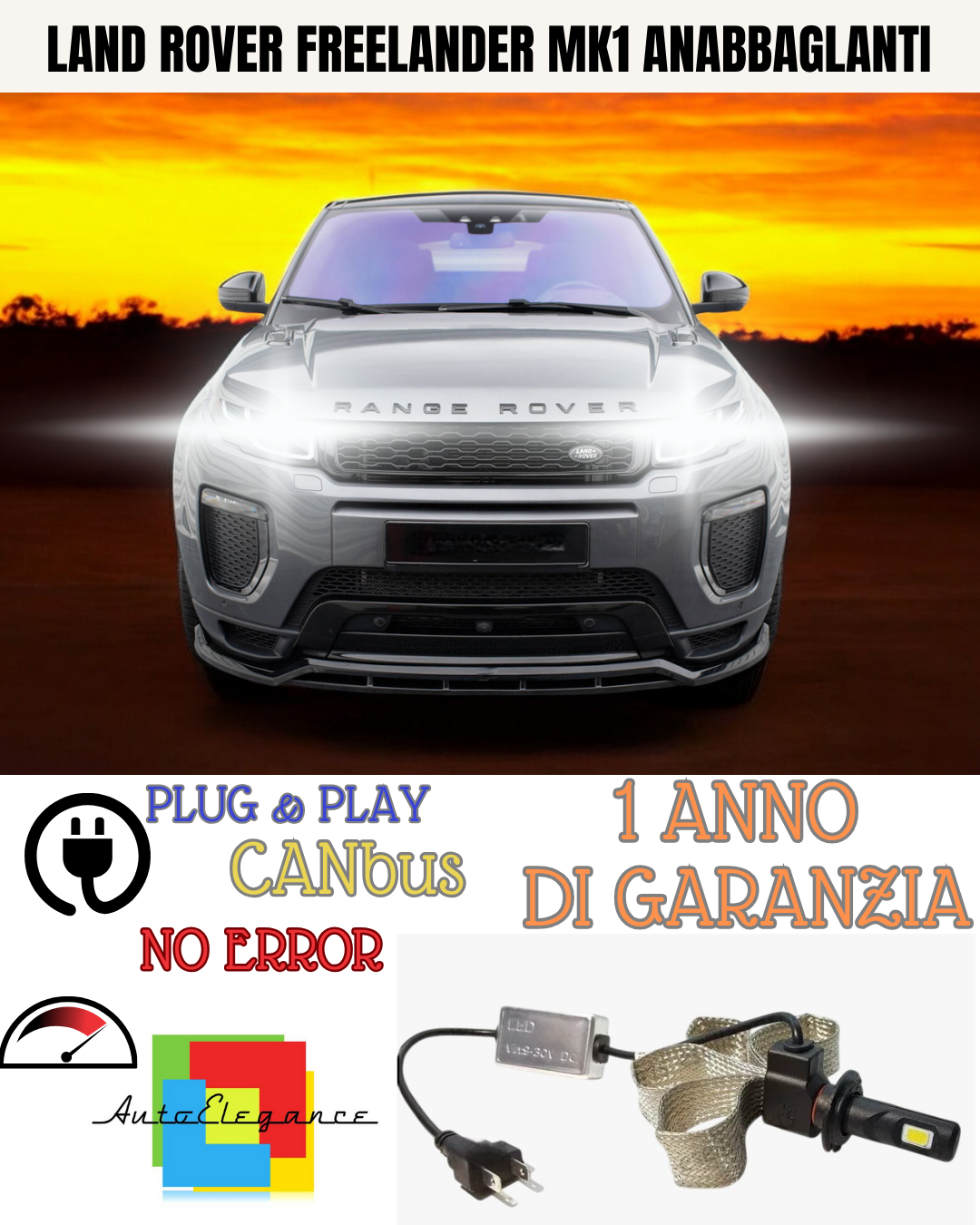 🔥KIT LED LAND ROVER FREELANDER MK1 H7 6000K BIANCO LUMEN ANABBAGLIANTI🔥