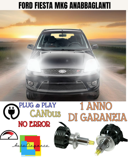 🔥KIT FULL LED ANABBAGLIANTI H7 6000K CANBUS LENTICOLARI 360 FORD FIESTA MK6🔥