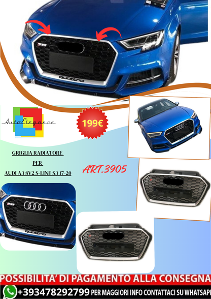 💫ART.3905 Griglia Radiatore per Audi A3 8V2 S-line S3 2017-2020💫