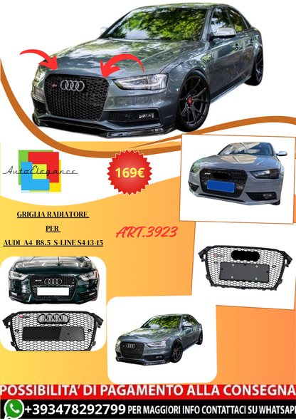 💫ART.3923 Griglia Radiatore Audi A4 B8.5 S-line S4 2013-15 (Nero Lucido)💫