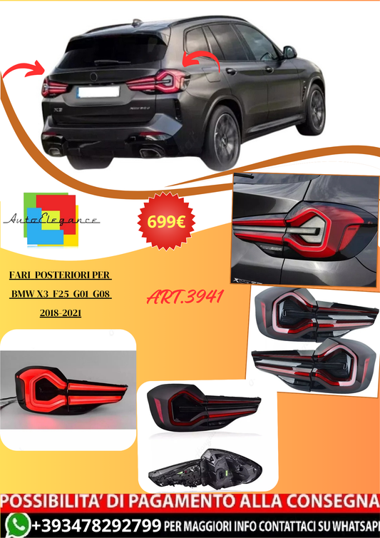 💫ART.3941 Set Fari Posteriori per 2018-2021 BMW X3 F25 G01 G08 2018-2021💫