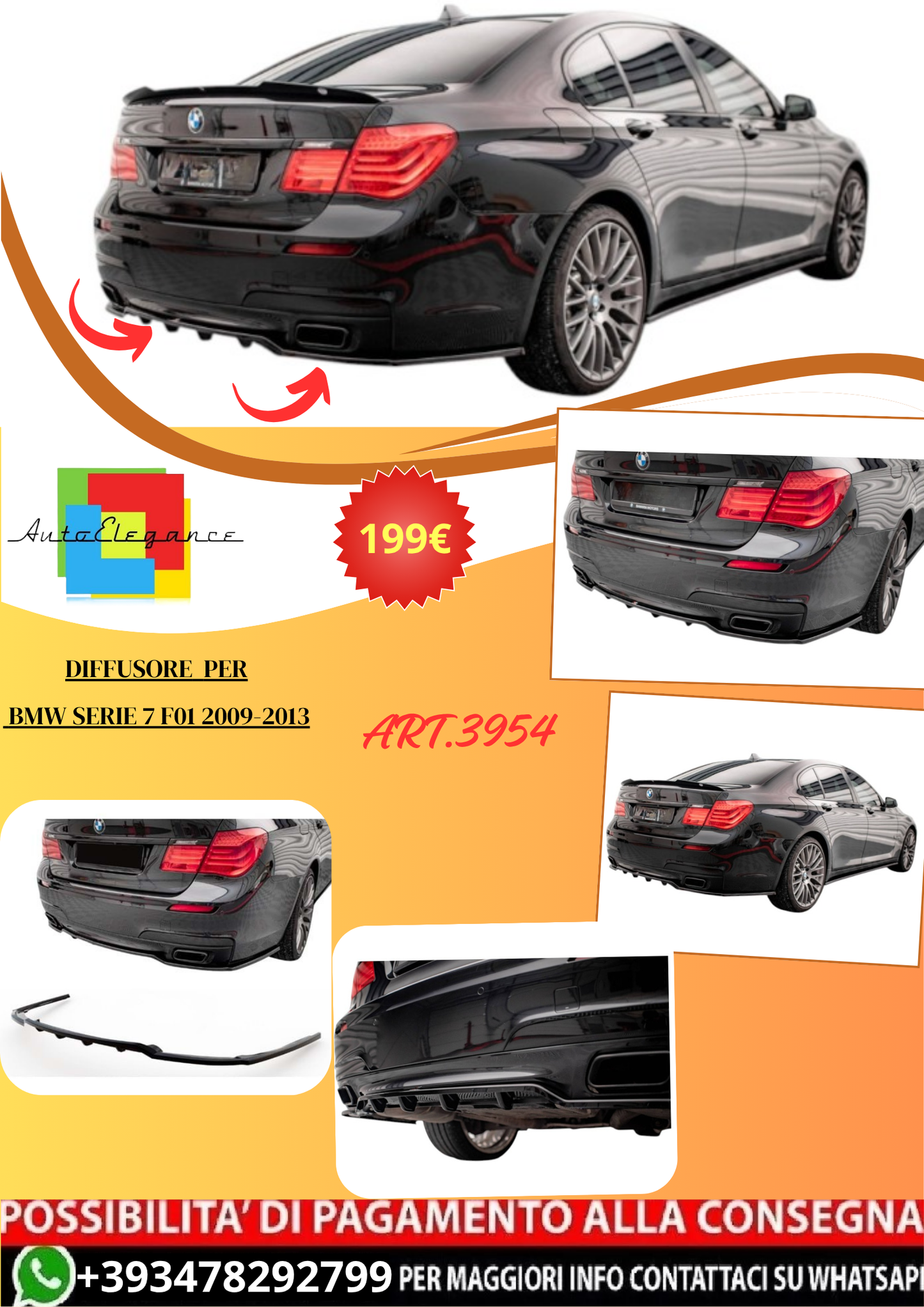 💫ART.3954 Diffusore per BMW Serie 7 F01 2009-2013💫