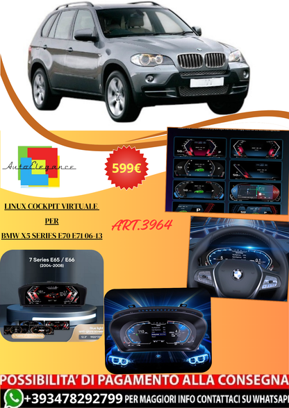 💫ART.3964 Linux Cockpit virtuale digitale LCD BMW X5 Series E70 E71 2006-2013💫