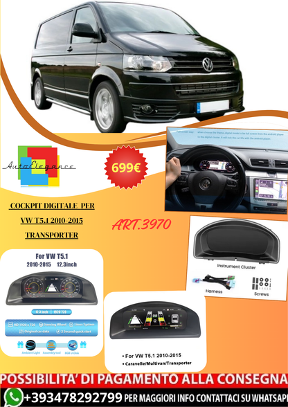 💫ART.3970 Cockpit digitale LCD per VW T5.1 2010-2015 Caravel le / Transporter💫