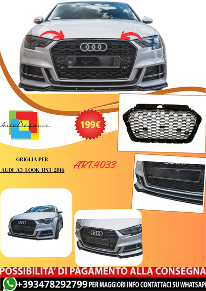 💫ART.4033 Griglia per Audi A3 Look RS3 2016💫