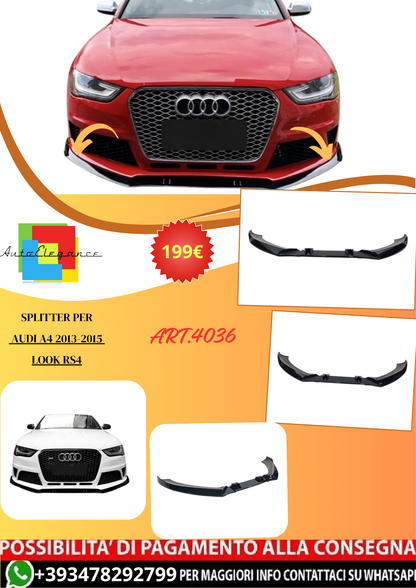 💫ART.4036 Splitter adatto per Audi A4 2013-2015 Look RS4💫
