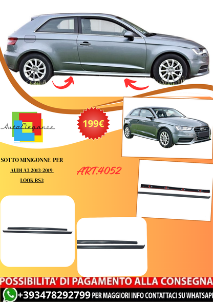 💫ART.4052 Sotto Minigonne Audi A3 2013-2019 Look RS3💫