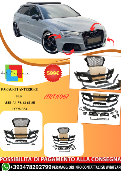 💫ART.4067 Paraurti Anteriori per Audi A3 V8 13-15 SB / 3 Porte  Look RS3💫