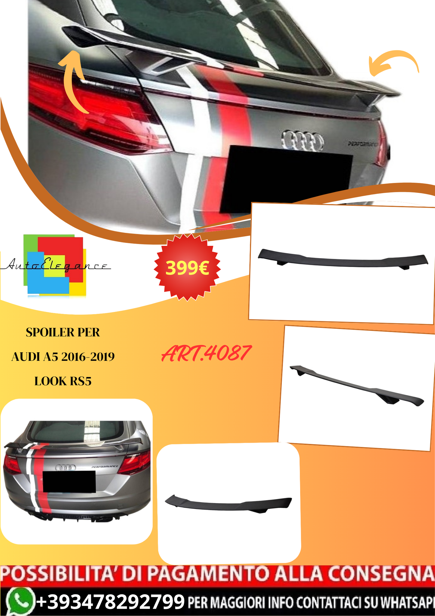 💫ART.4087 Spoiler per Audi TT 2015+ Look RSTT💫