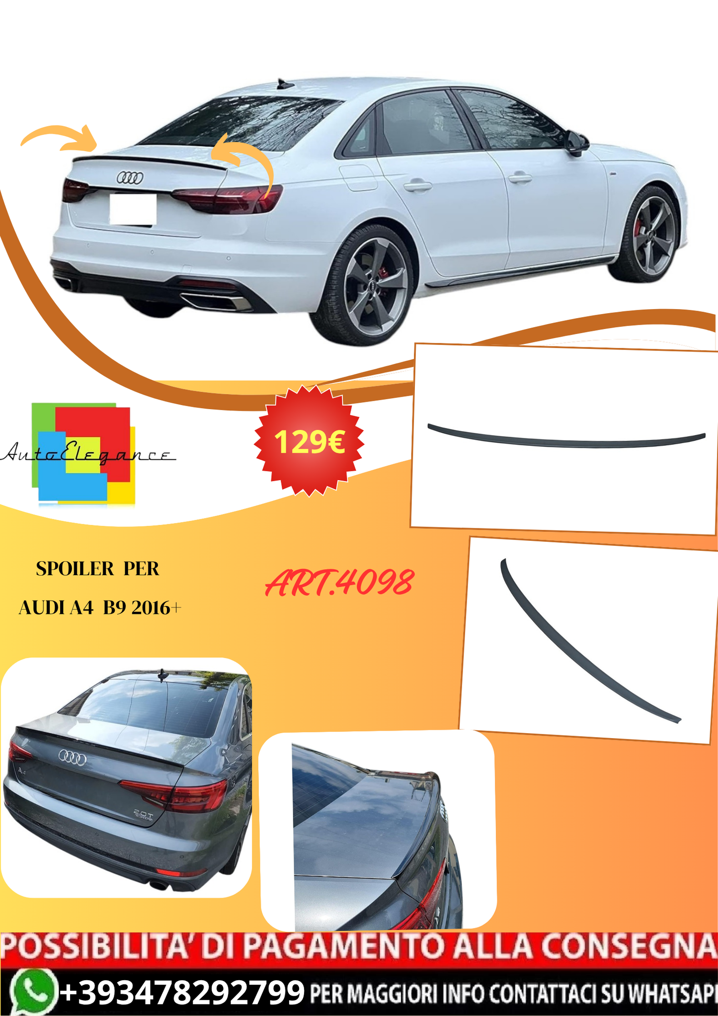 💫ART.4098 Spoiler per Audi A4 B9 2016+💫