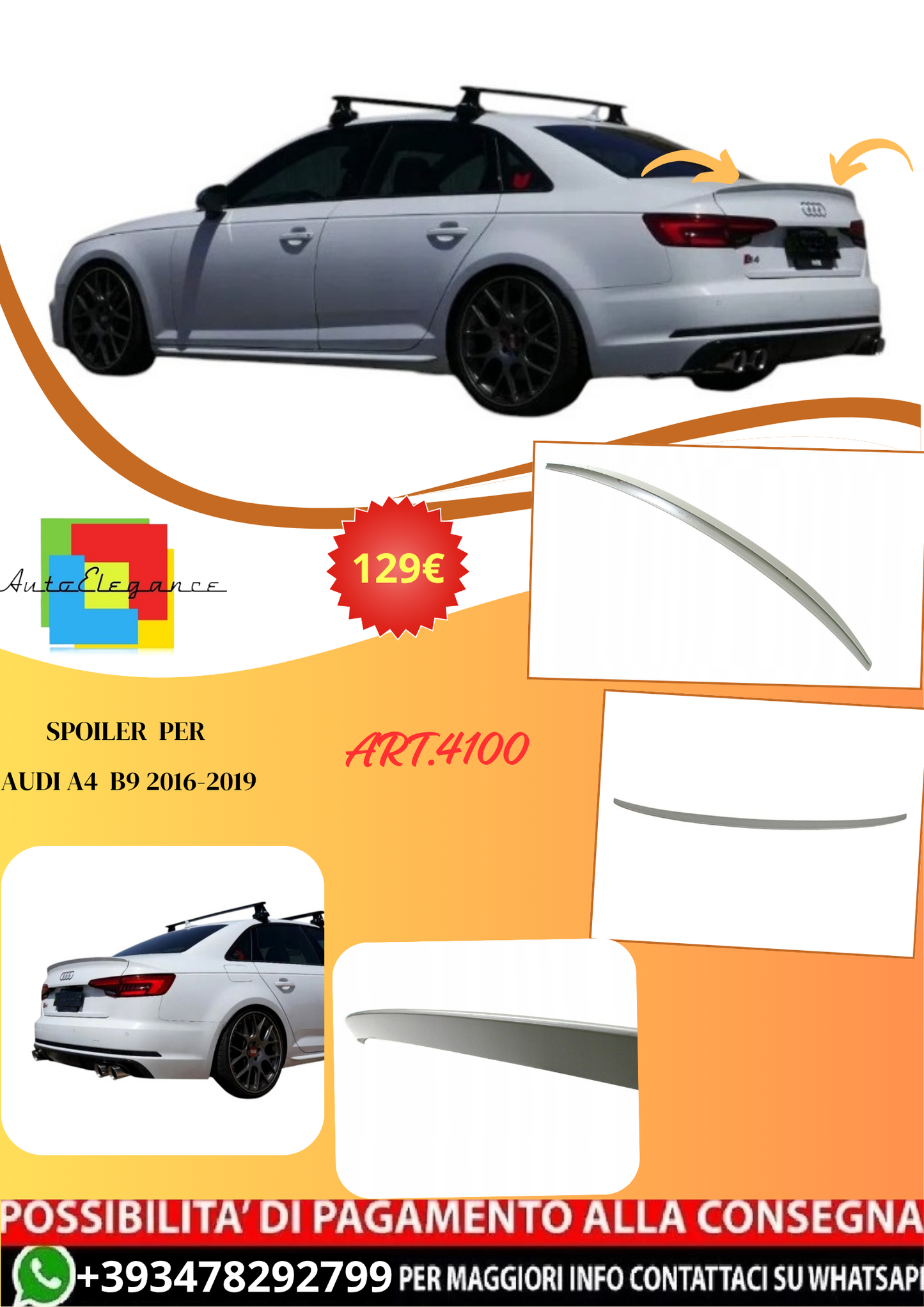 💫ART.4100 Spoiler per Audi A4 B9 2016-2019💫