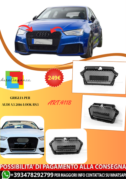 💫 ART.4118 Griglia per Audi A3 Look RS3 2016💫