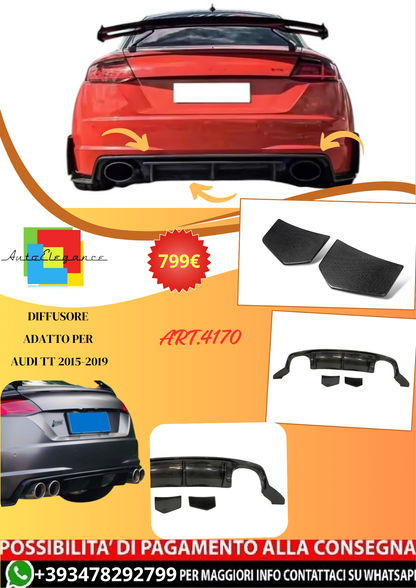 💫ART.4170 Diffusore (in carbonio) adatto per Audi TT 2015-2019💫